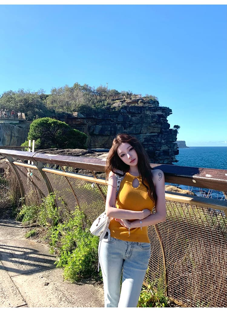 있음 도착 네온 연애 편지 물방울 모양 홀로우 아웃 디자인 복수 짜다 행침 목 니트 슬립 맨위 상세 이미지 21