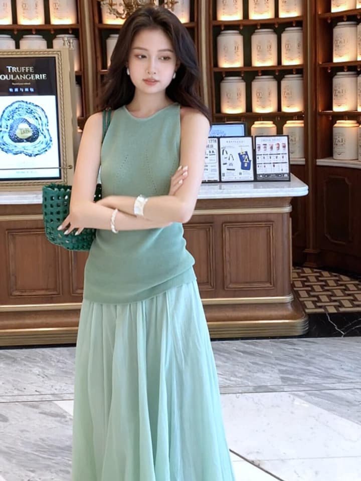 있음 도착 한 부서 디자인 센스 홀로우 아웃 니트 아마 조끼 여성 아모이 Chic 몸매 가꾸기 슬림해 보이는 민소매 맨위 상세 이미지 7