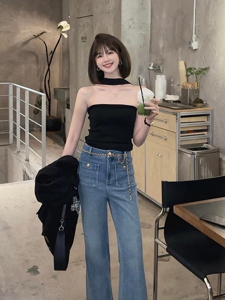 있음 도착 고유 한 아름다운 행침 목 캐미솔 외출용 여름 순수한 욕망 몸매 가꾸기 슬림해 보이는 몸매 가꾸기 슬림해 보이는 여성 상세 이미지 1