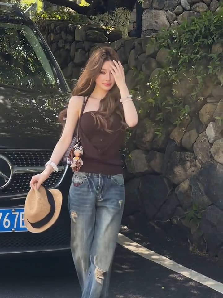 있음 도착 십자가 행침 목 스타일 튜브탑 조끼 여성 의류 여름 새로운 디자인 센스 작은 대중 슬립 맨위 상세 이미지 6