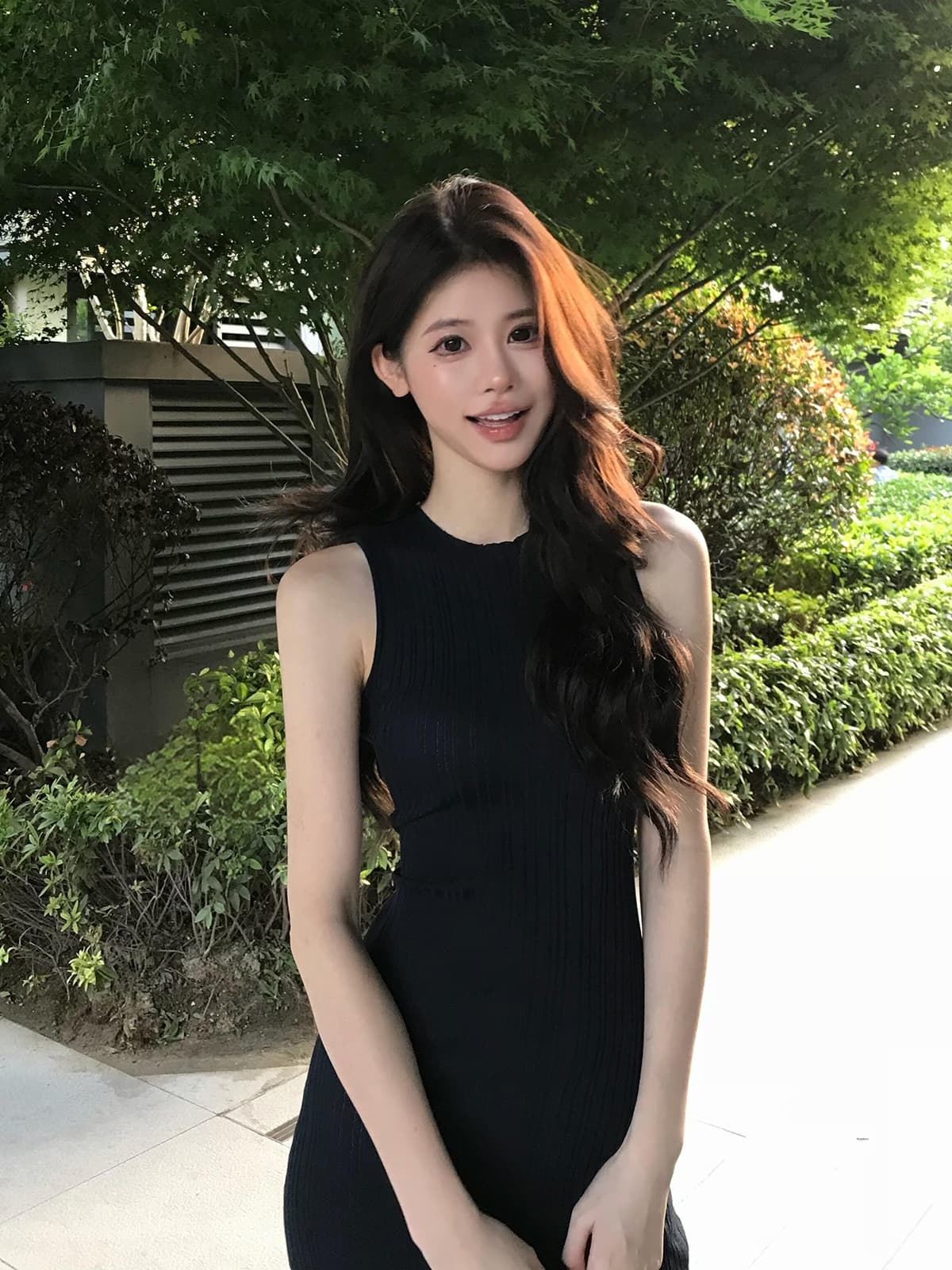 있음 도착 여름 민소매 여름 트임 드레스 타이트 스커트 롱 스커트 트임 레트로 여성 드레스 섹시함 치마 상세 이미지 1