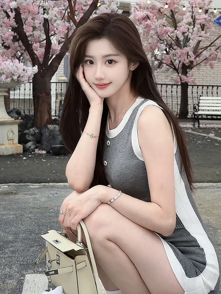 있음 도착 장 원 영어 회색 싸움 화이트 민소매 니트 드레스 몸매 가꾸기 슬림해 보이는 타이트 스커트 미니 스커트 핫걸 여름 상세 이미지 2