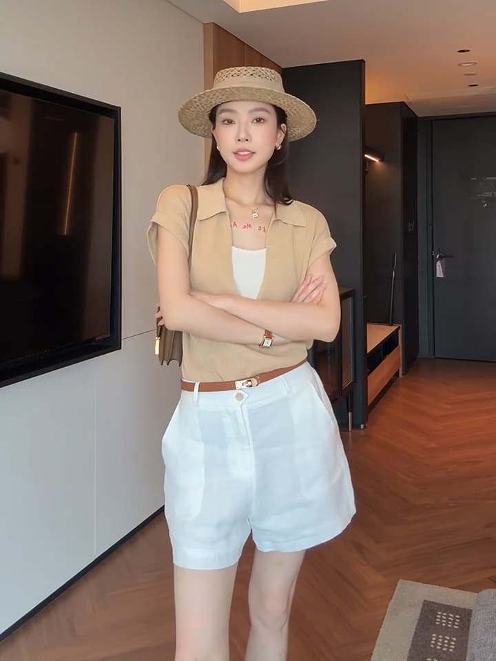 있음 도착 프랑스식 POLO 칼라 페이크 레이어드 니트 반팔 티셔츠 여성 여름 자이언트 잘 생긴 ~ 중 작은 대중 맨위 상세 이미지 4