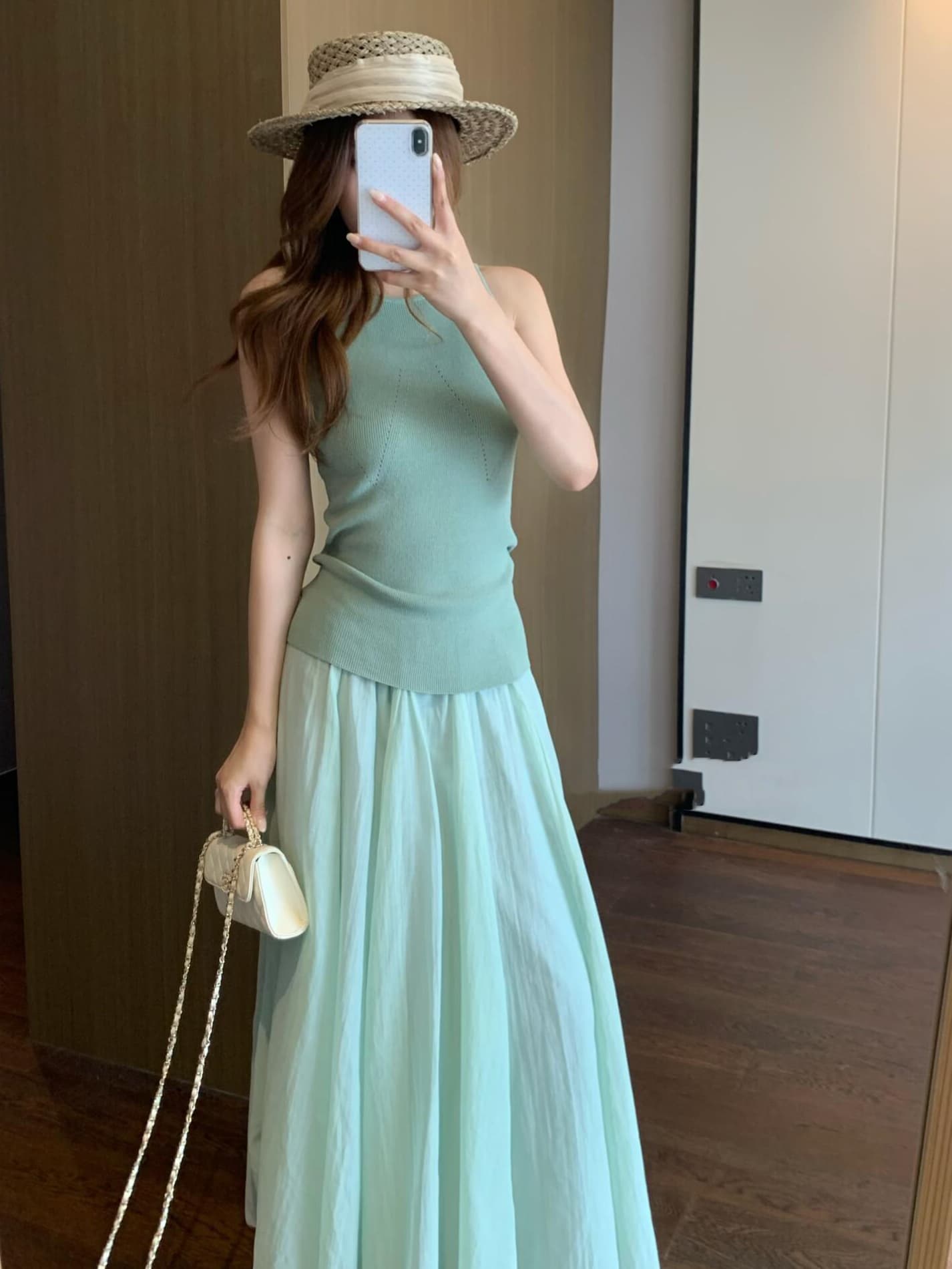 있음 도착 한 부서 디자인 센스 홀로우 아웃 니트 아마 조끼 여성 아모이 Chic 몸매 가꾸기 슬림해 보이는 민소매 맨위 상세 이미지 2