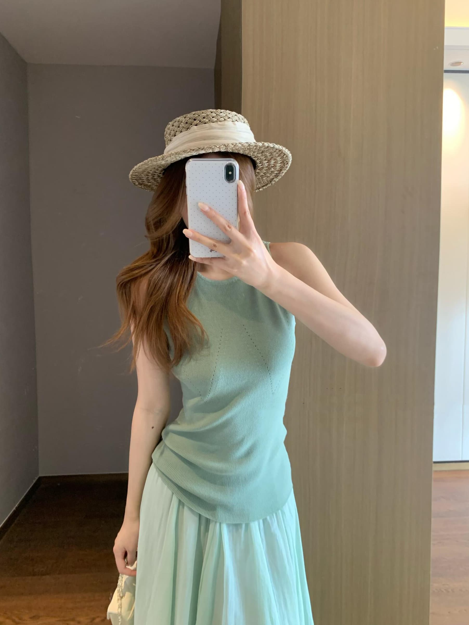 있음 도착 한 부서 디자인 센스 홀로우 아웃 니트 아마 조끼 여성 아모이 Chic 몸매 가꾸기 슬림해 보이는 민소매 맨위 상세 이미지 3