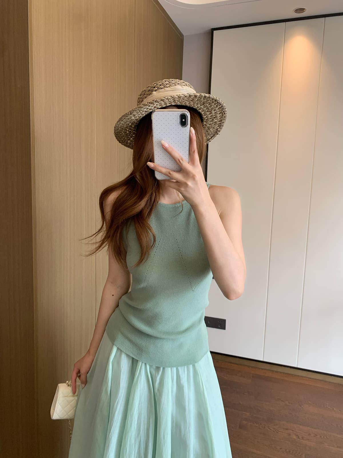 있음 도착 한 부서 디자인 센스 홀로우 아웃 니트 아마 조끼 여성 아모이 Chic 몸매 가꾸기 슬림해 보이는 민소매 맨위 상세 이미지 4
