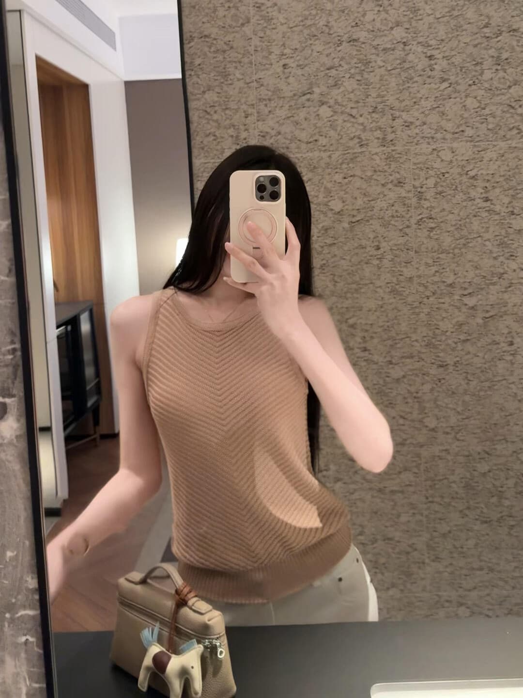 있음 도착 프랑스식 사소한 카키 색 민소매 니트 캐미솔 여름 고급 센스 아름다운 외출용 이미지 3