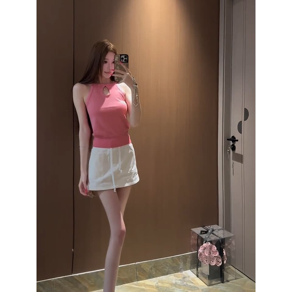 있음 도착 네온 연애 편지 물방울 모양 홀로우 아웃 디자인 복수 짜다 행침 목 니트 슬립 맨위 이미지 5