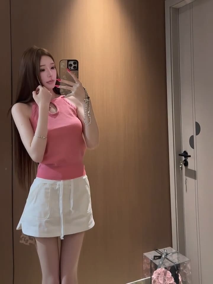있음 도착 네온 연애 편지 물방울 모양 홀로우 아웃 디자인 복수 짜다 행침 목 니트 슬립 맨위 상세 이미지 5