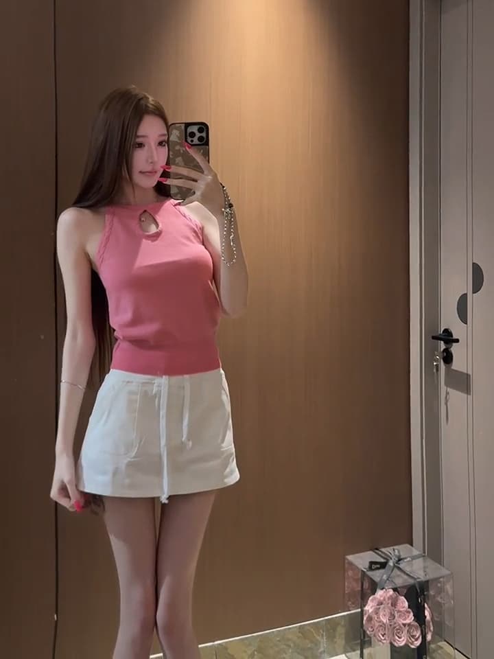 있음 도착 네온 연애 편지 물방울 모양 홀로우 아웃 디자인 복수 짜다 행침 목 니트 슬립 맨위 상세 이미지 6
