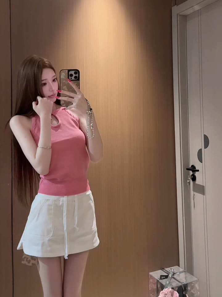 있음 도착 네온 연애 편지 물방울 모양 홀로우 아웃 디자인 복수 짜다 행침 목 니트 슬립 맨위 상세 이미지 11