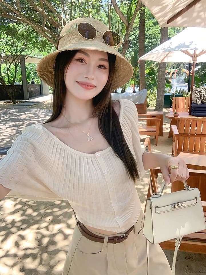 있음 도착 계란 놓기 야옹 장기 화이트 코우 26 신제품 30 양모 장기 Pleat 대 라운드 넥 니트 맨위 상세 이미지 4