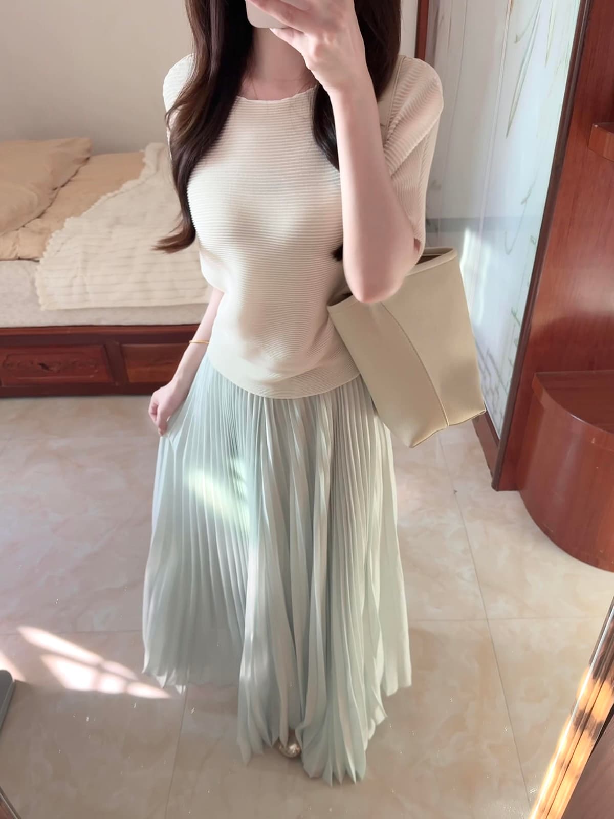 있음 도착 낭만주의 혁명 파란색 압력 주름 플리츠 스커트 여성 세 하우스 바람 무거운 작업 허리밴드 도루 센스 반신 스커트