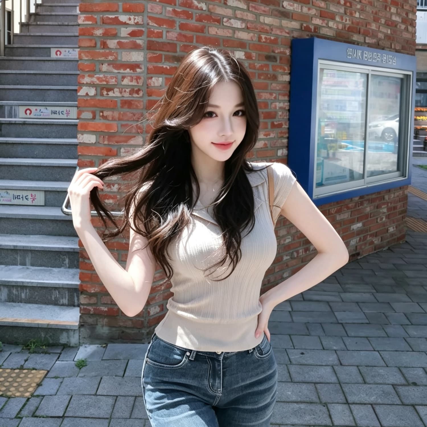 fart shop 오트밀 숙련 된 숙련 된 라이 경기 서울 아마 V넥 작은 날다 소매 털 짠 셔츠 여성 여름 숙박 화이트 t 이미지 6