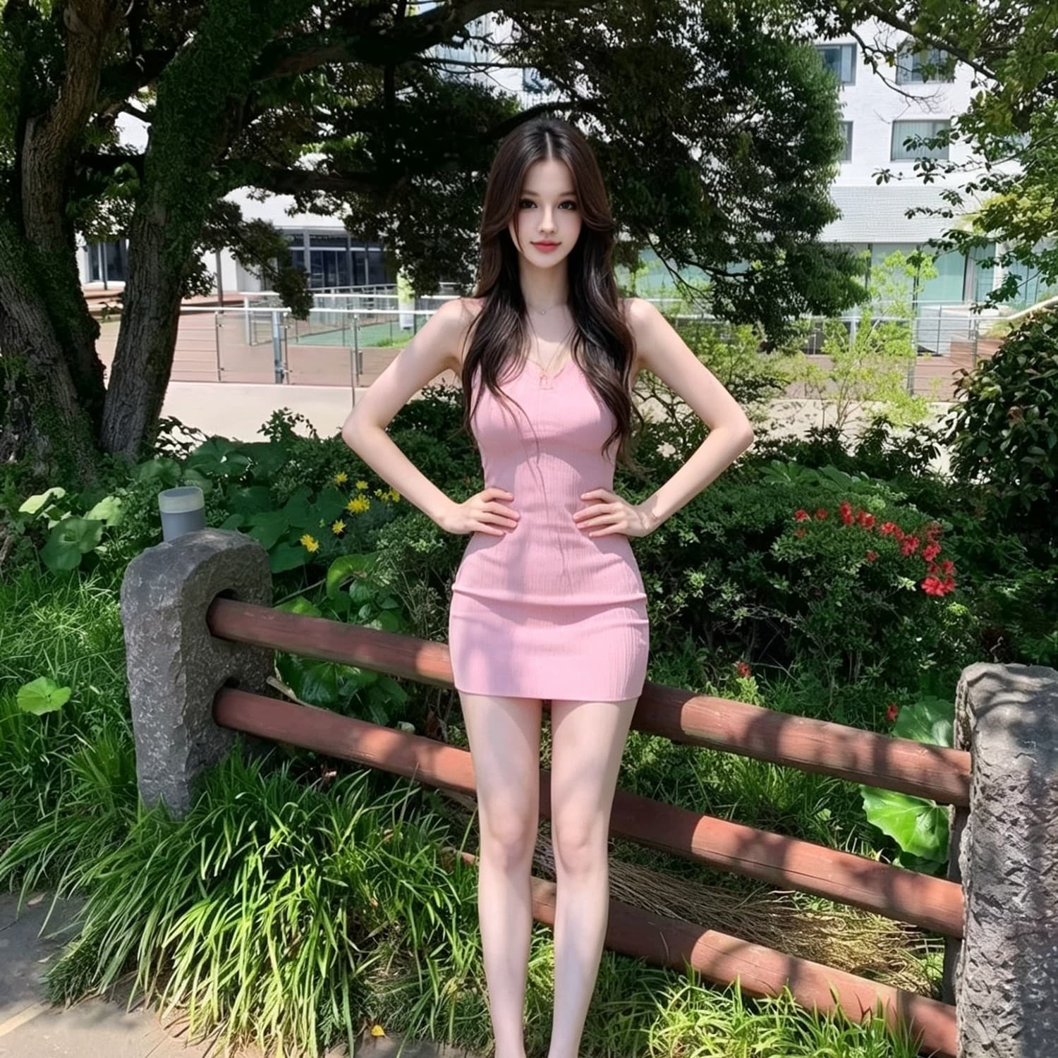 있음 도착 딸기 소프트 캔디 핑크색 폴로 칼라 민소매 조끼 여성 드레스 봄 여름 타이트 스커트 천천히 여단 치마 상세 이미지 4