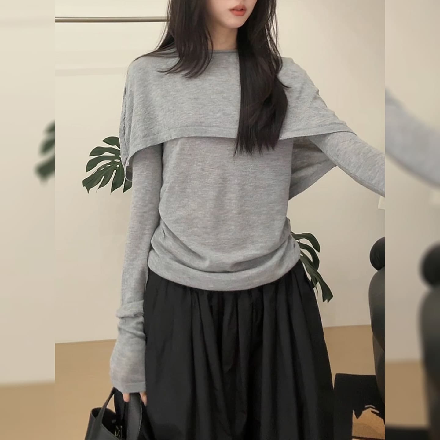 열세 개 화이트 홈 영화 만나는 이른 가을 디자인 센스 페이크 레이어드 양모 작은 숄 맨위 20255 상세 이미지 1