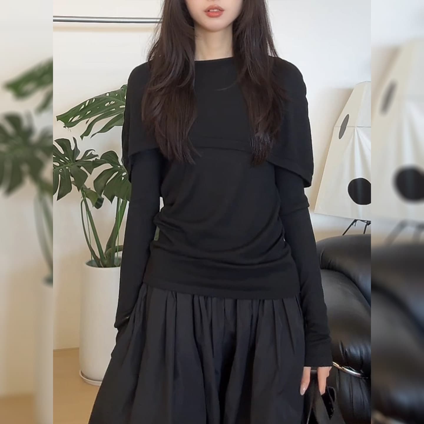 열세 개 화이트 홈 영화 만나는 이른 가을 디자인 센스 페이크 레이어드 양모 작은 숄 맨위 20255 상세 이미지 2