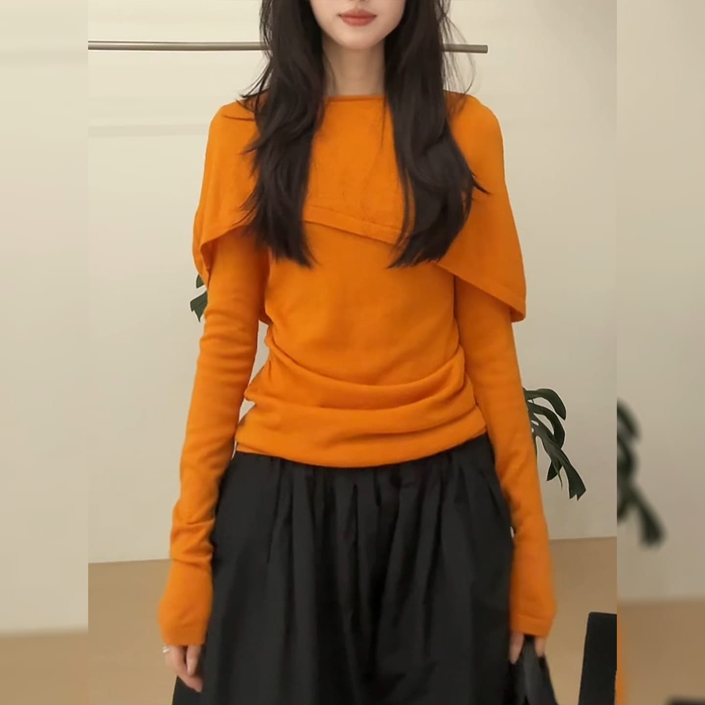 열세 개 화이트 홈 영화 만나는 이른 가을 디자인 센스 페이크 레이어드 양모 작은 숄 맨위 20255 상세 이미지 3