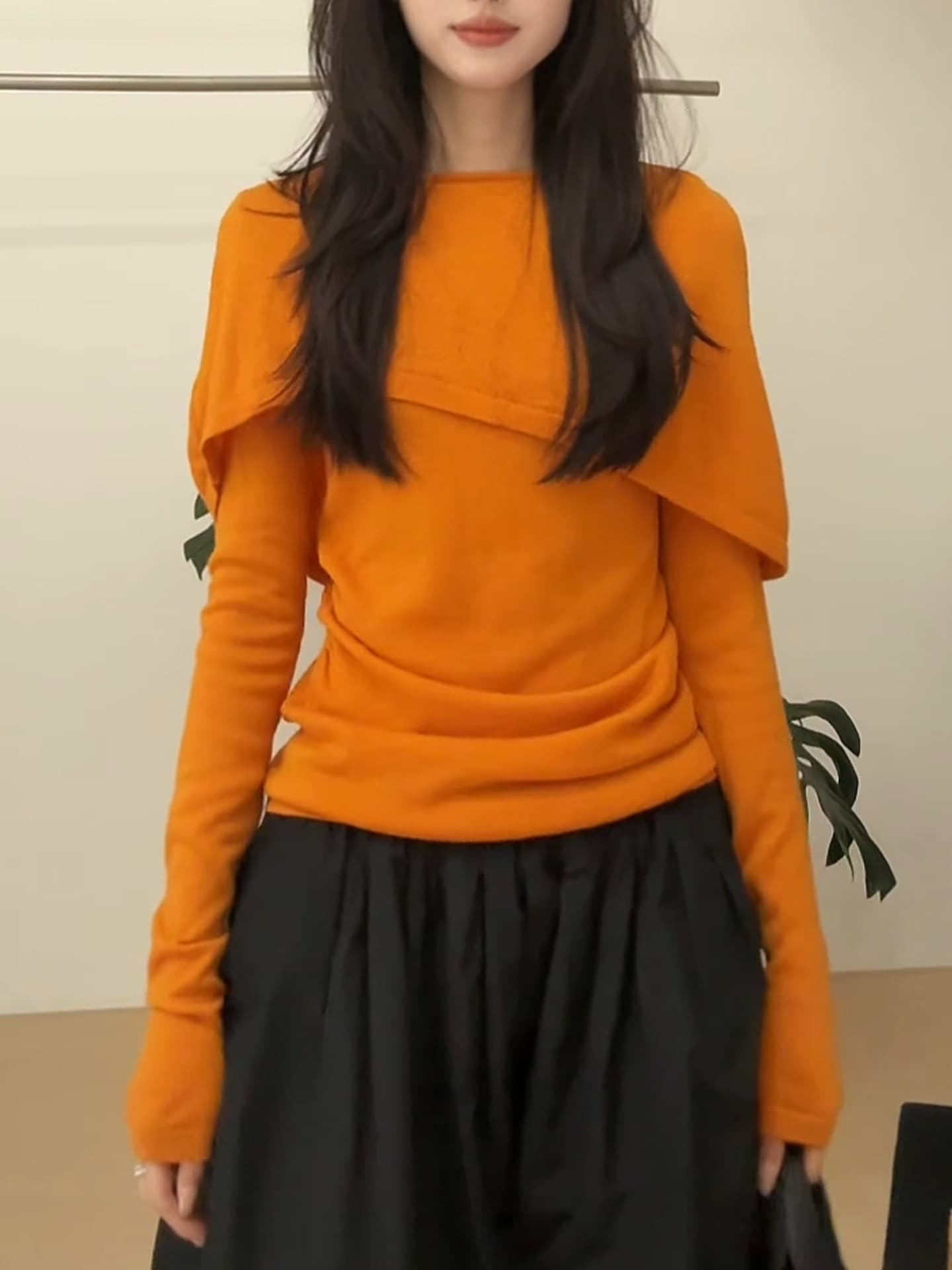 열세 개 화이트 홈 영화 만나는 이른 가을 디자인 센스 페이크 레이어드 양모 작은 숄 맨위 20255 상세 이미지 8