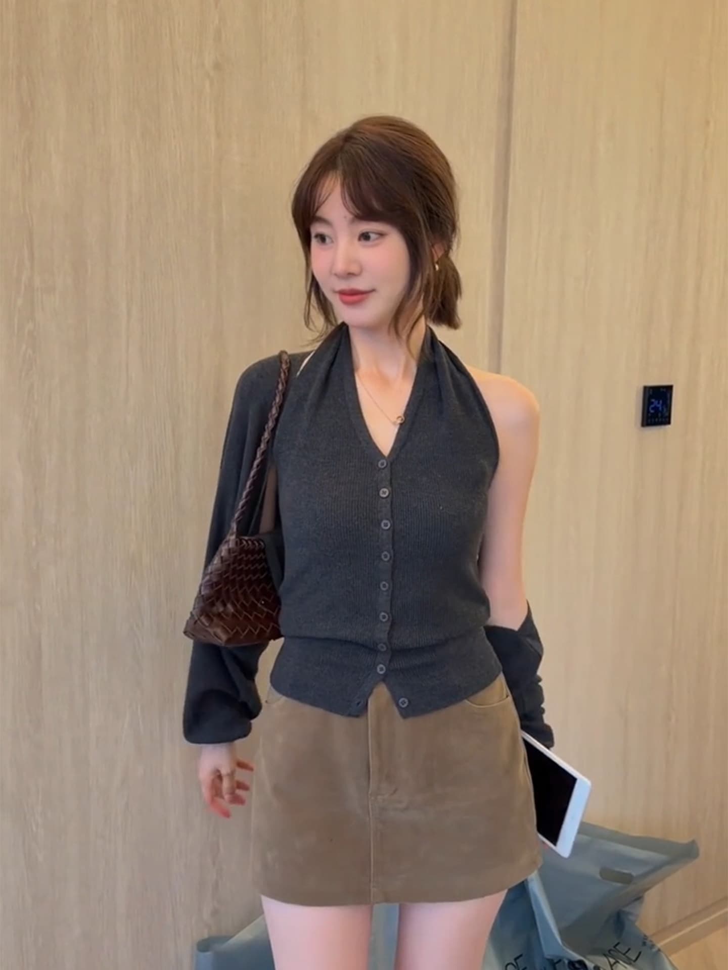 있음 도착 긴팔 니트 오픈 가디건 여성 코트 이른 가을 고유 한 아름다운 외부 가져 가라. 슬립 맨위 투피스 세트 가을 상세 이미지 12