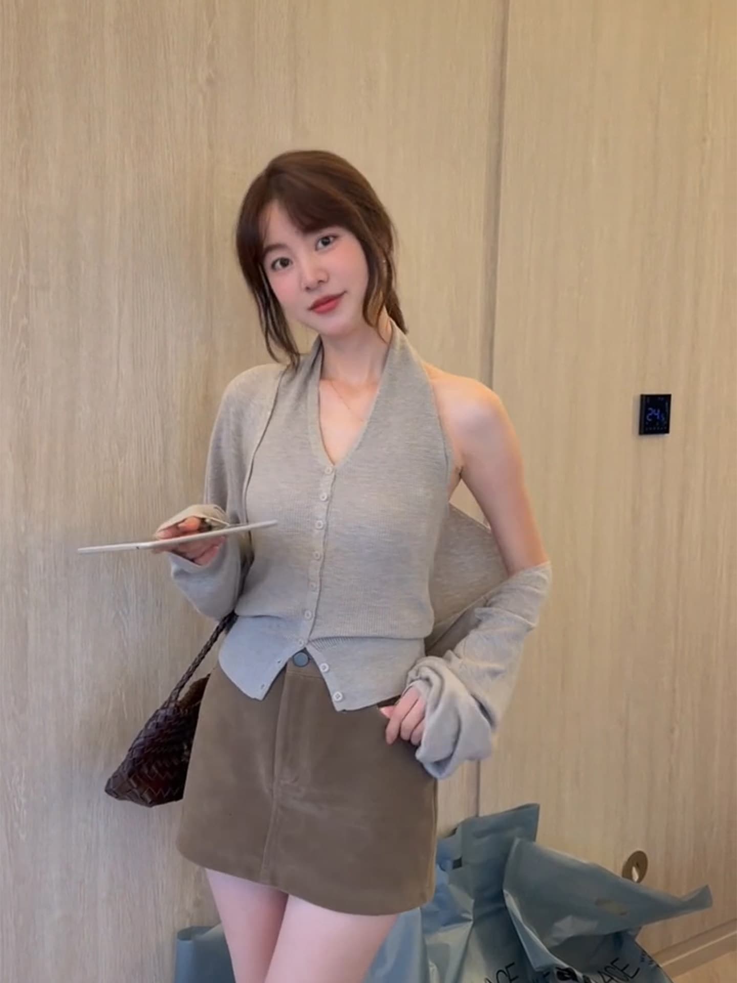 있음 도착 긴팔 니트 오픈 가디건 여성 코트 이른 가을 고유 한 아름다운 외부 가져 가라. 슬립 맨위 투피스 세트 가을 상세 이미지 17