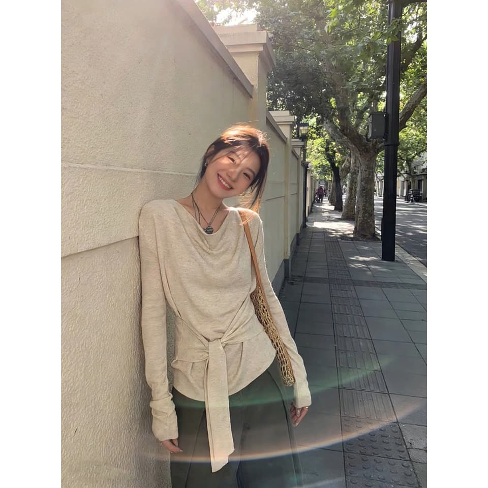 있음 도착 새로운 가을의 날 부적 프랑스식 품격 스트랩 허리 수축 디스플레이 화이트 맨위 가을 맨위 여성 가을 이미지 6
