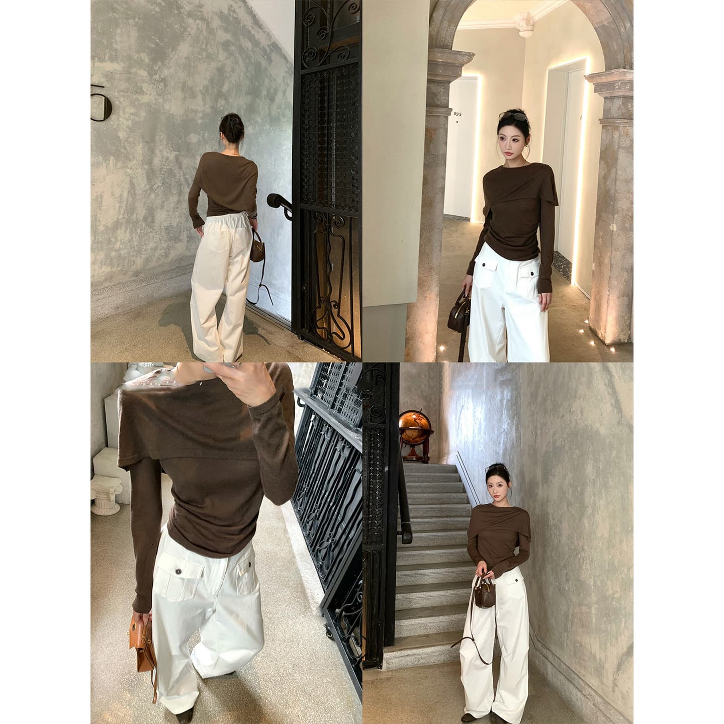 있음 도착 영화 만나는 이른 가을 디자인 센스 페이크 레이어드 양모 작은 숄 맨위 상세 이미지 3