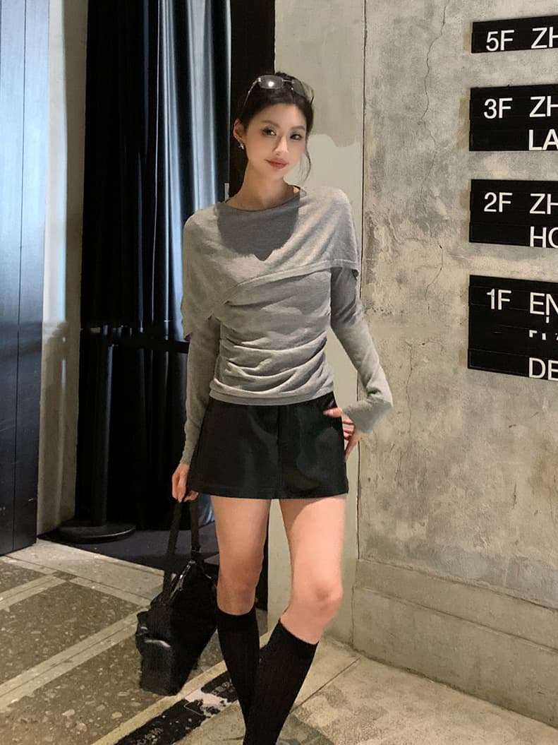 있음 도착 영화 만나는 이른 가을 디자인 센스 페이크 레이어드 양모 작은 숄 맨위 상세 이미지 7