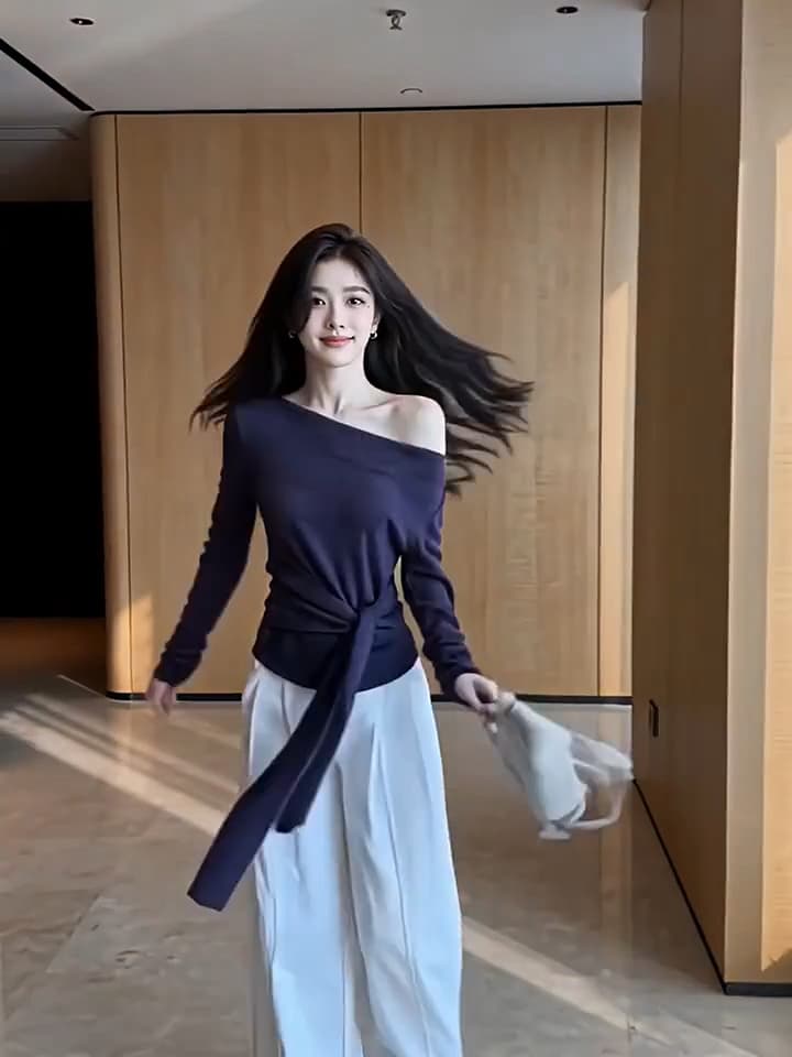 있음 도착 새로운 가을의 날 부적 프랑스식 품격 스트랩 허리 수축 디스플레이 화이트 맨위 가을 맨위 여성 이른 가을 이미지 3