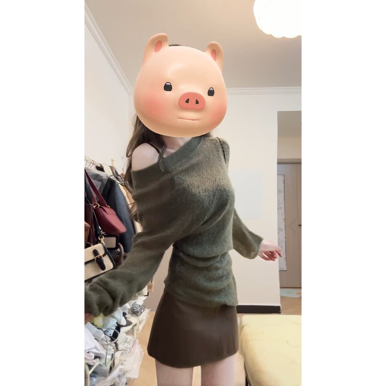 있음 도착 바람 느긋한 느슨함 센스 비스듬한 어깨 홀로우 아웃 디자인 루즈핏 다용도 니트 긴 소매 블라우스 오프숄더 풀오버 상세 이미지 7