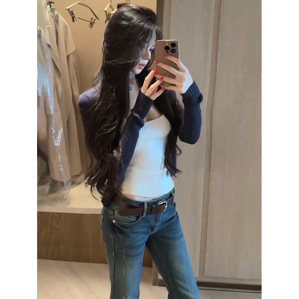 있음 도착 핫걸 니트 슬립 오픈 가디건 여성 조기 가을 인사이드 가져 가라. 재킷 한 부서 착용 가져 가라. 짧은 여성 가을 상세 이미지 3