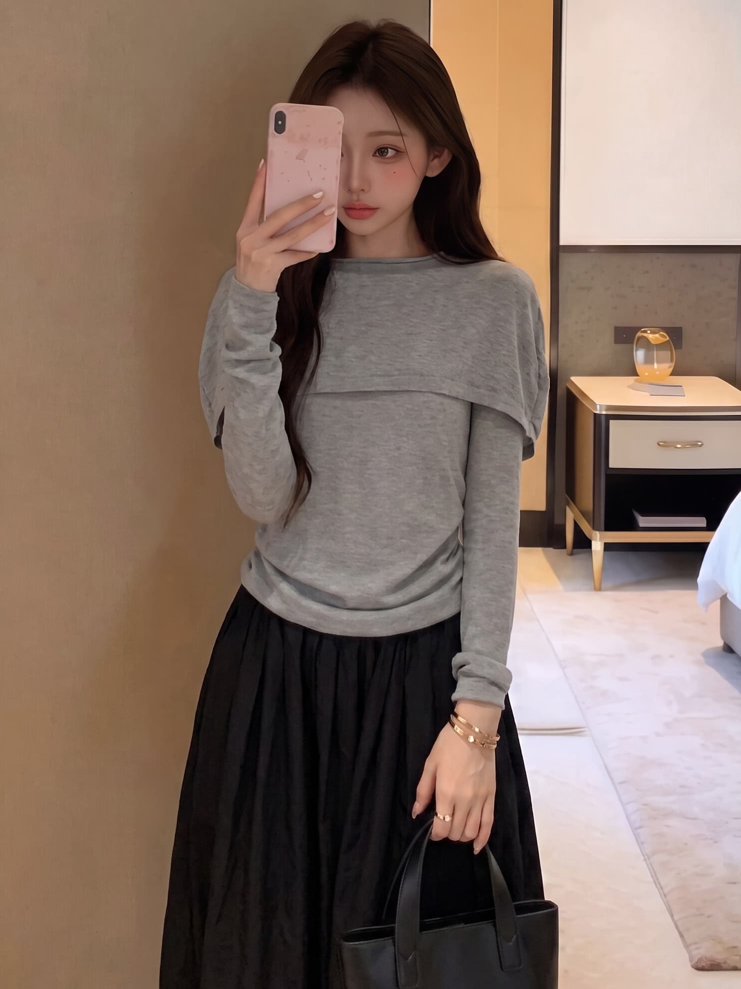 있음 도착 영화 만나는 이른 가을 디자인 센스 페이크 레이어드 양모 작은 숄 맨위 상세 이미지 1