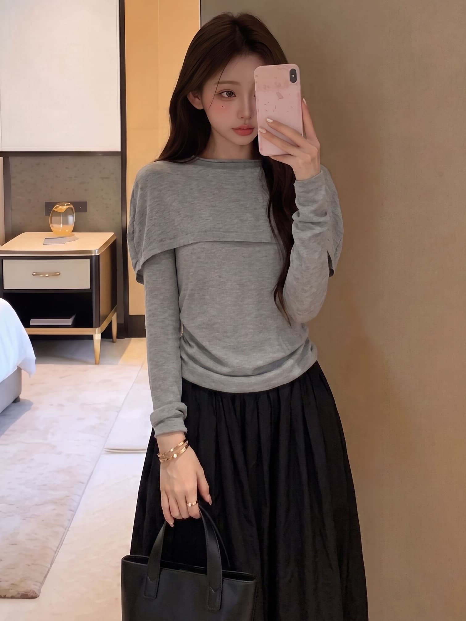 있음 도착 영화 만나는 이른 가을 디자인 센스 페이크 레이어드 양모 작은 숄 맨위 상세 이미지 3