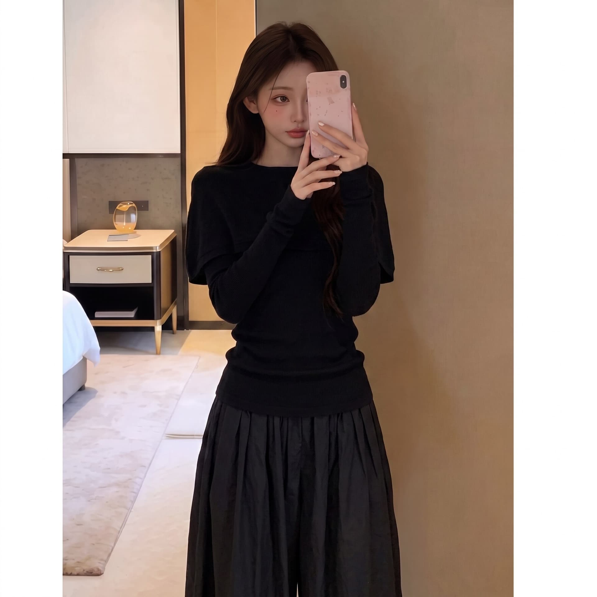 있음 도착 영화 만나는 이른 가을 디자인 센스 페이크 레이어드 양모 작은 숄 맨위 상세 이미지 7
