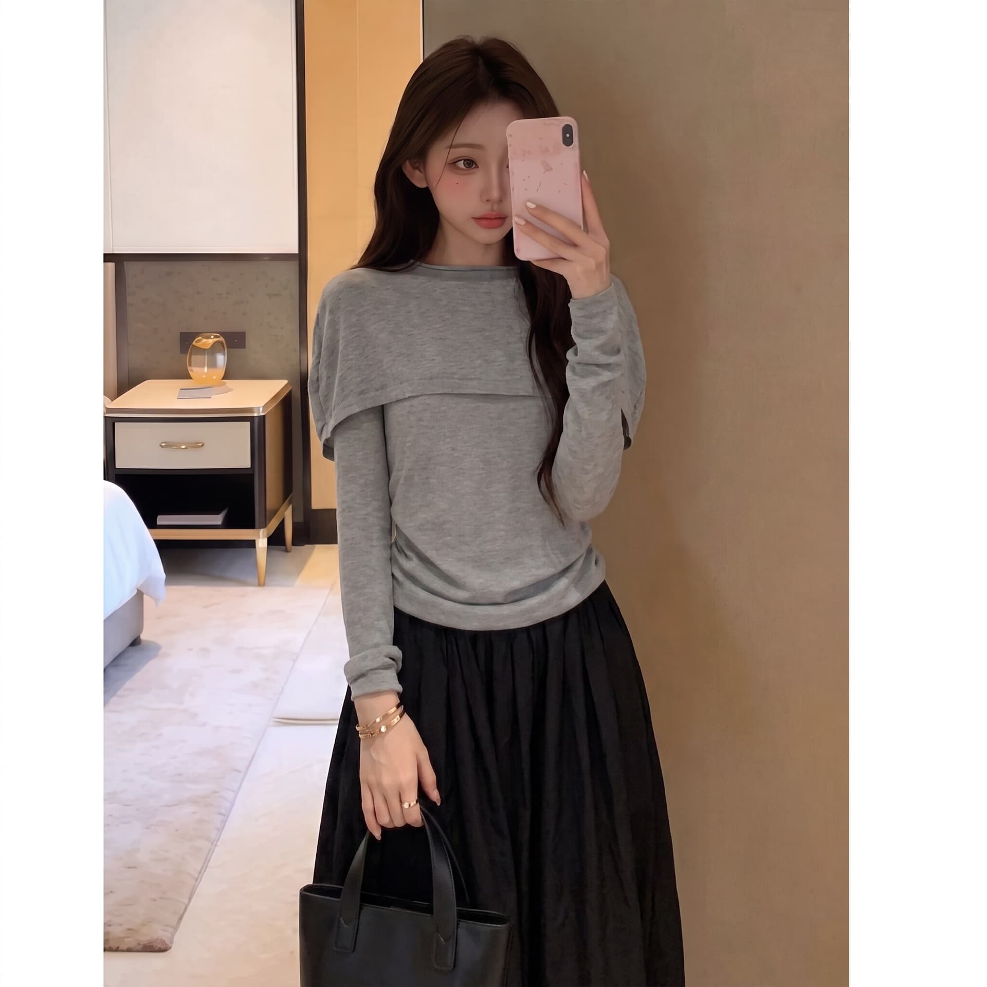 있음 도착 영화 만나는 이른 가을 디자인 센스 페이크 레이어드 양모 작은 숄 맨위 상세 이미지 10