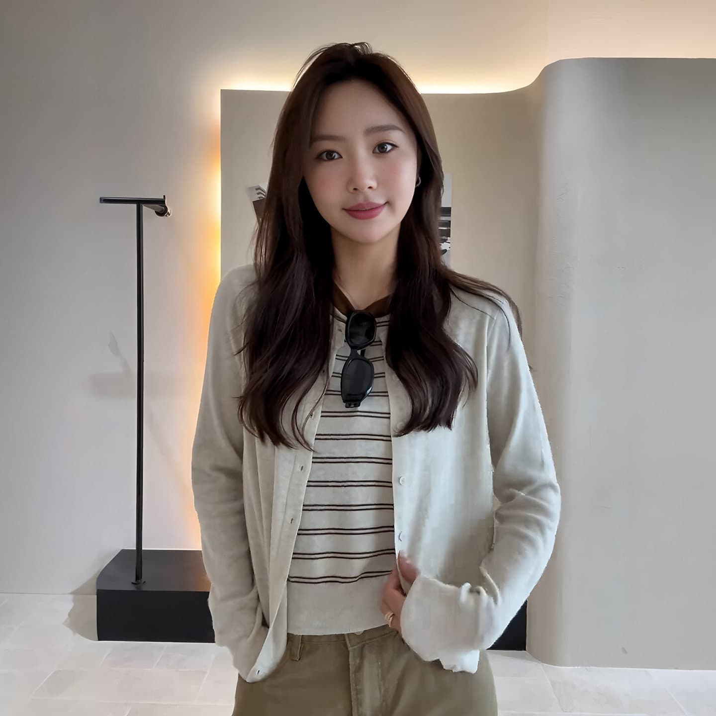 있음 도착 한 부서 슈퍼 잘 생긴 스트라이프 패치워크 페이크 레이어드 니트 스웨터 캐주얼 다용도 그레이트 보지 마 명중 섹션 상세 이미지 4