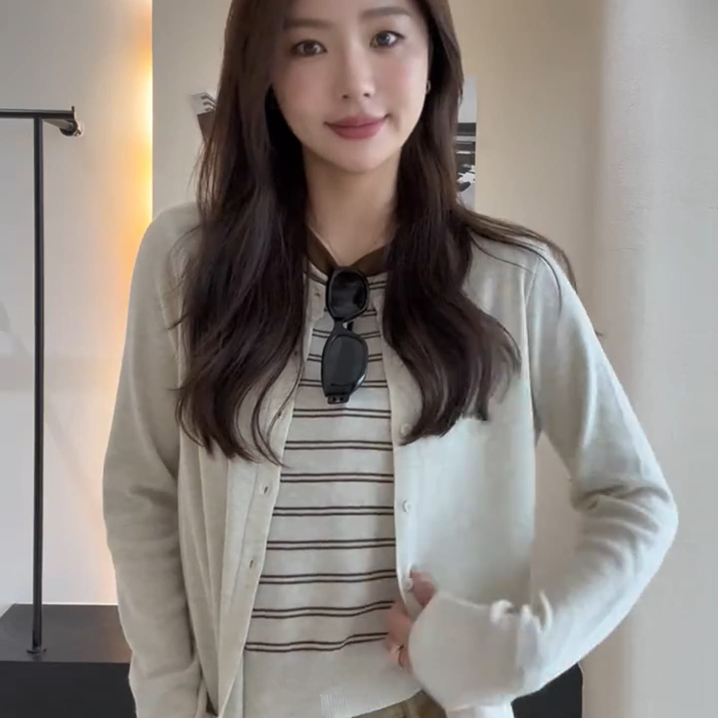 있음 도착 한 부서 슈퍼 잘 생긴 스트라이프 패치워크 페이크 레이어드 니트 스웨터 캐주얼 다용도 그레이트 보지 마 명중 섹션 상세 이미지 8