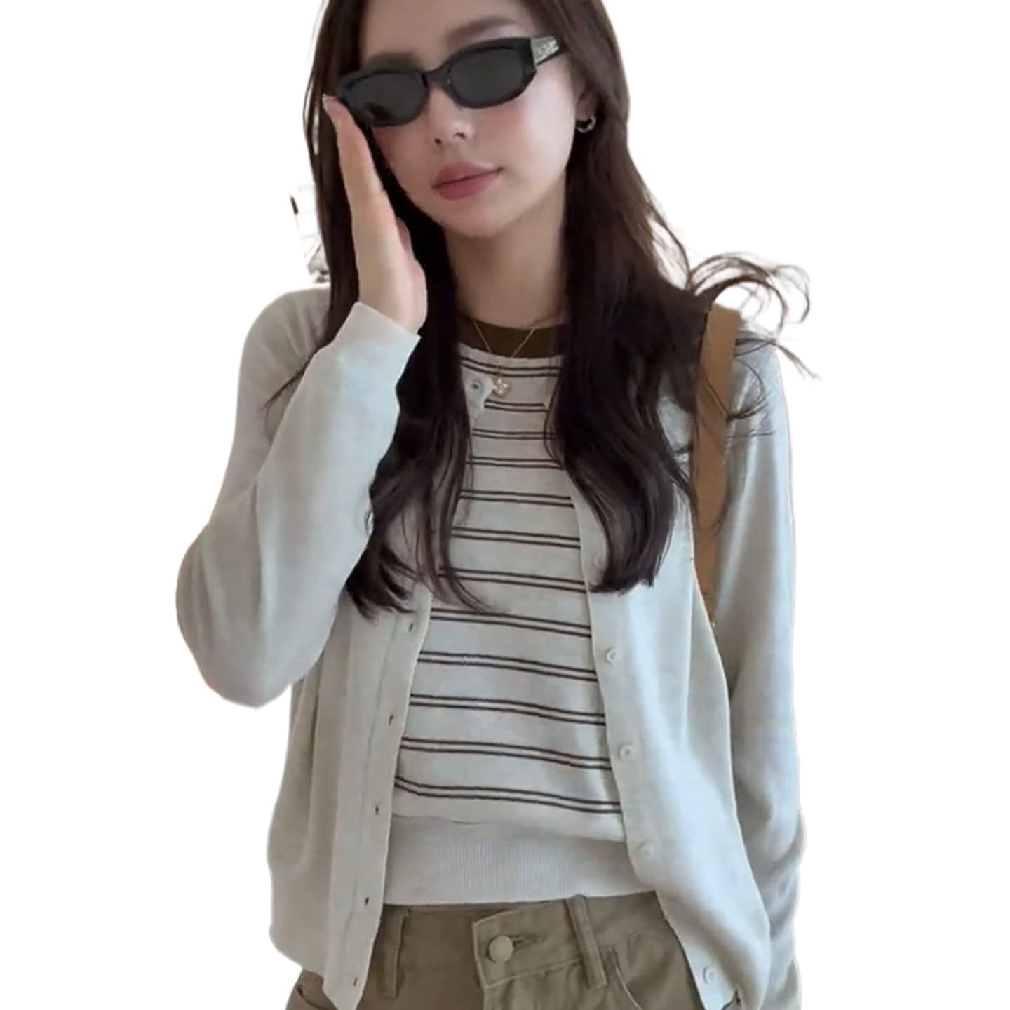 있음 도착 한 부서 슈퍼 잘 생긴 스트라이프 패치워크 페이크 레이어드 니트 스웨터 캐주얼 다용도 그레이트 보지 마 명중 섹션 상세 이미지 11
