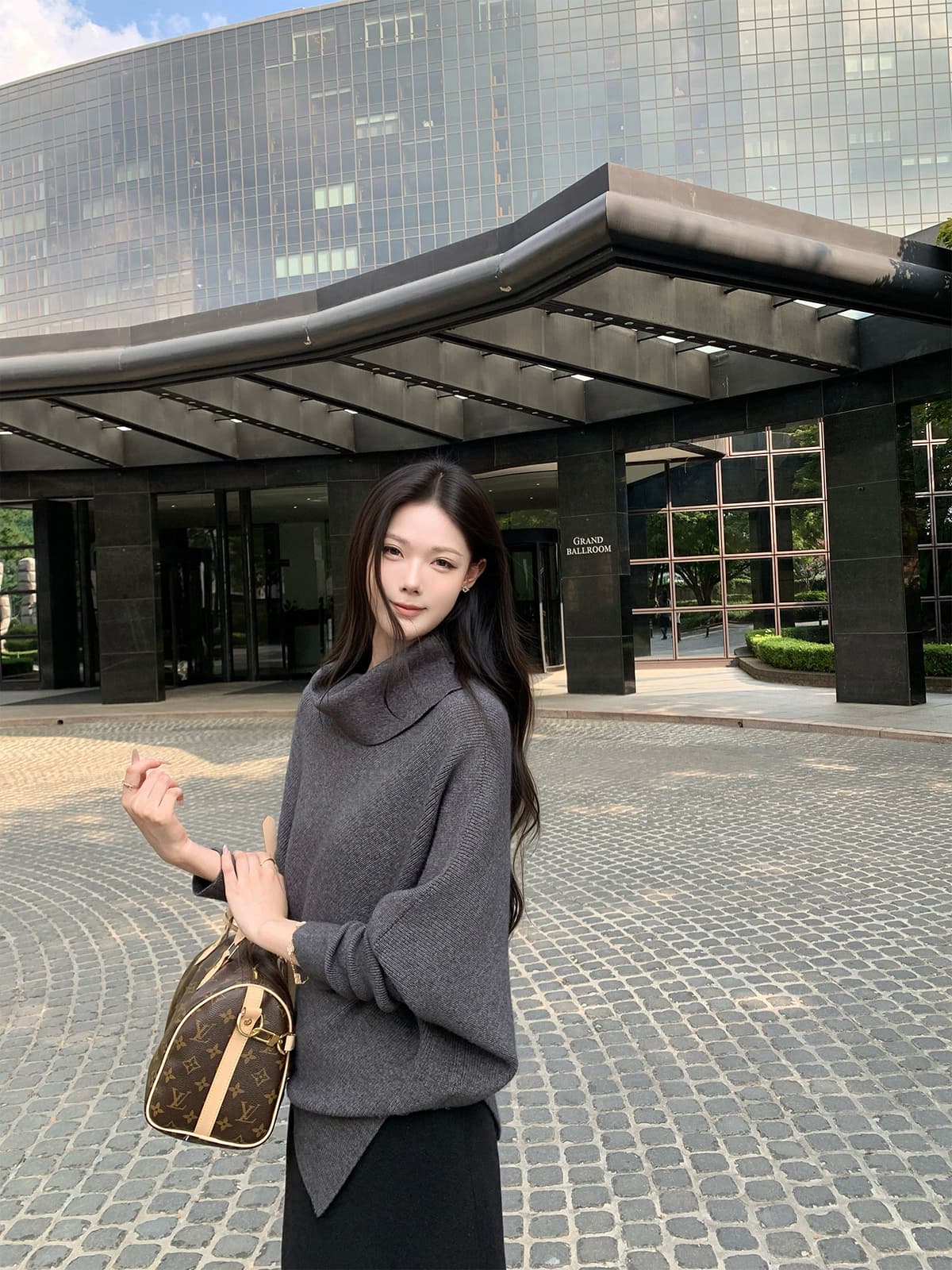있음 도착 5werkwen 부드러운 자매 가을의 날 불규칙 미학 터틀넥 망토 느긋한 배트윙 소매 스웨터 상세 이미지 3