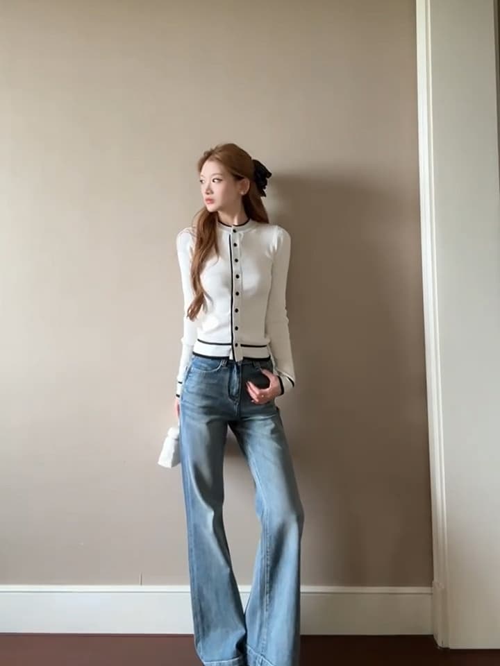있음 도착 프랑스식 작은 샤넬 스타일 니트 오픈 가디건 여성 코트 가을 착용 가져 가라. 느긋한 바람 부드러운 찹쌀 기본 셔츠 맨위 이미지 5
