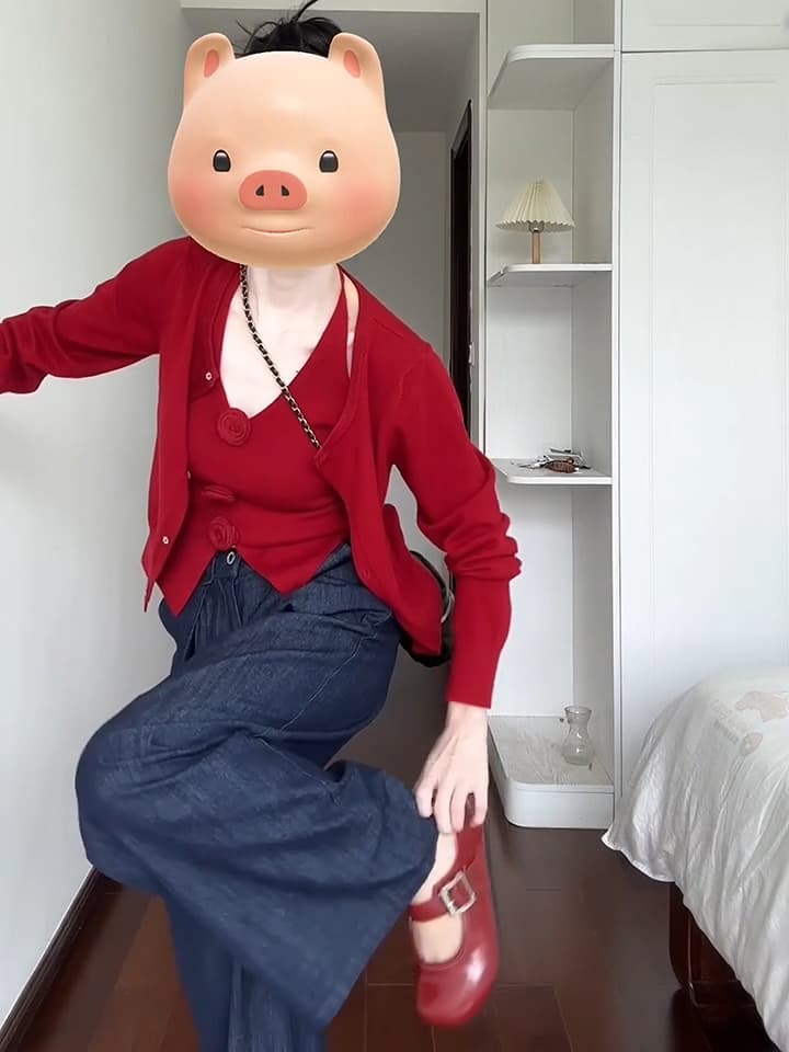 있음 도착 이른 가을 빨간색 니트 오픈 가디건 외부 가져 가라. 스웨터 여성 코트 가을 디자인 센스 작은 대중 세트 여성 가을 이미지 5