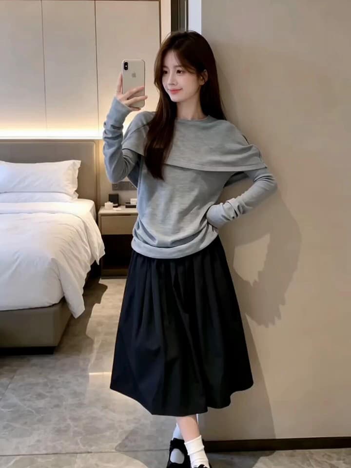 있음 도착 열세 개 화이트 홈 영화 만나는 이른 가을 디자인 센스 페이크 레이어드 양모 작은 숄 맨위 상세 이미지 9