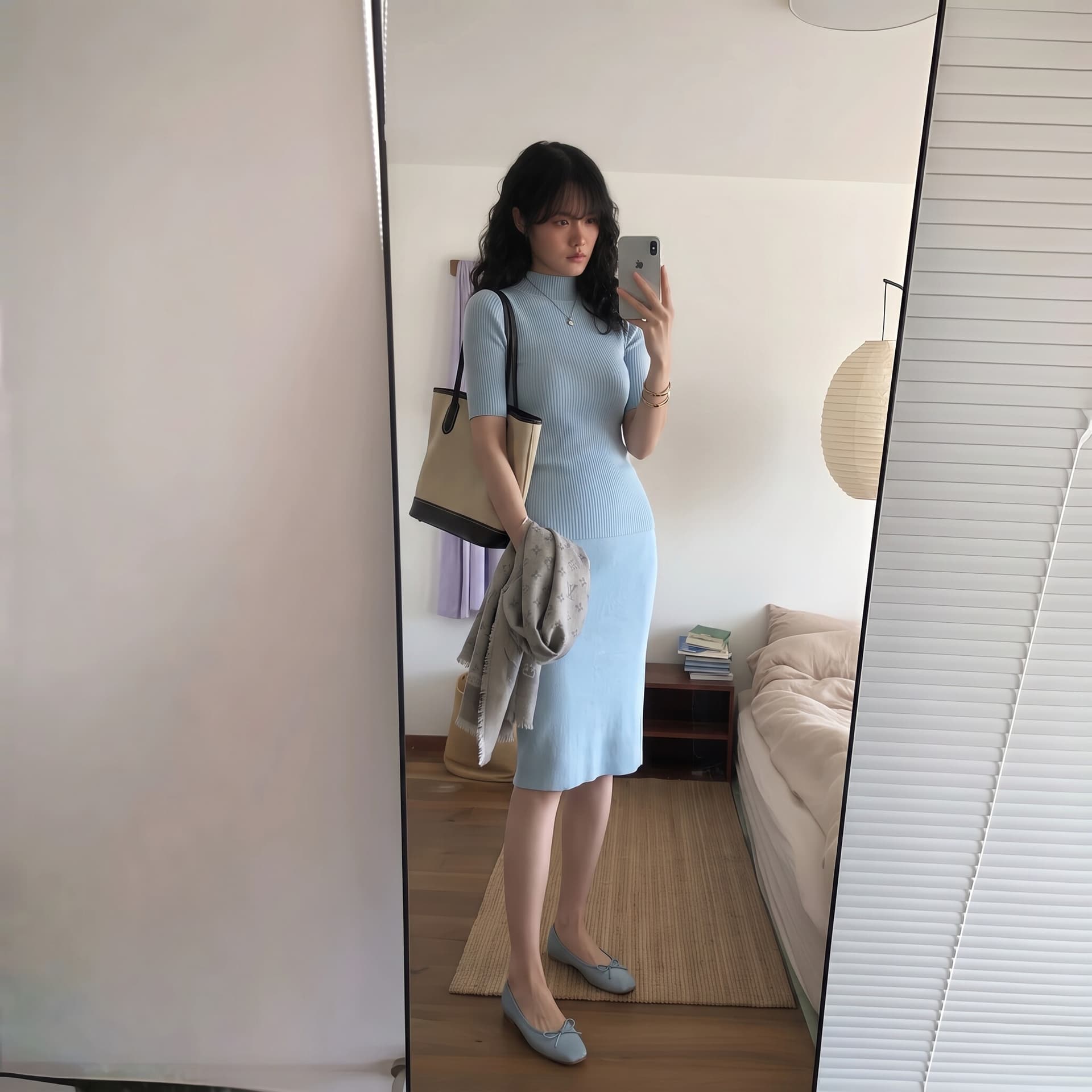 있음 도착 니트 몸매 가꾸기 맨위 새로운 몸매 가꾸기 슬림해 보이는 품격 다용도 패션 중간 길이 스커트 투피스 슈트 상세 이미지 8
