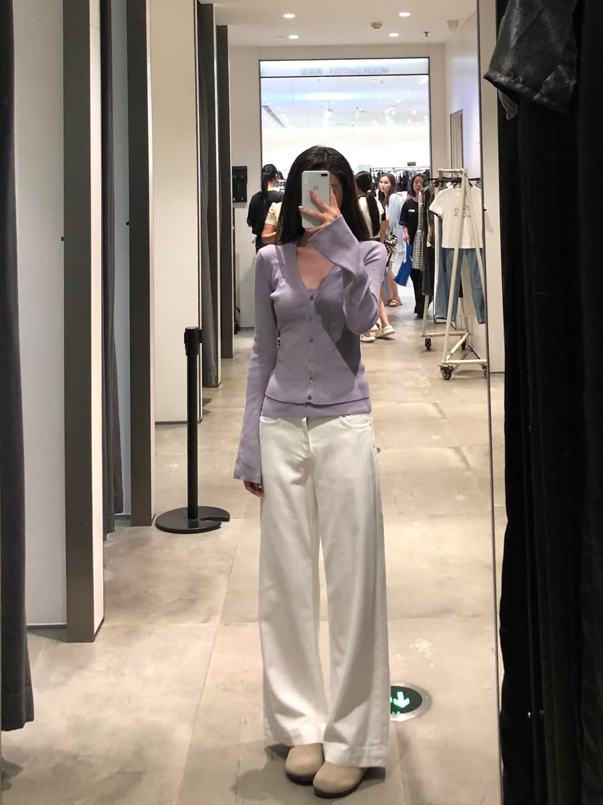 있음 도착 가을 니트 카디건 코트 여성 긴 소매 얇은 스타일 행침 목 조끼 보라색 디자인 센스 투피스 세트 상세 이미지 6