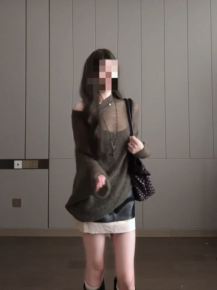 있음 도착 바람 느긋한 느슨함 센스 비스듬한 어깨 홀로우 아웃 디자인 루즈핏 다용도 니트 긴 소매 블라우스 오프숄더 풀오버 상세 이미지 9