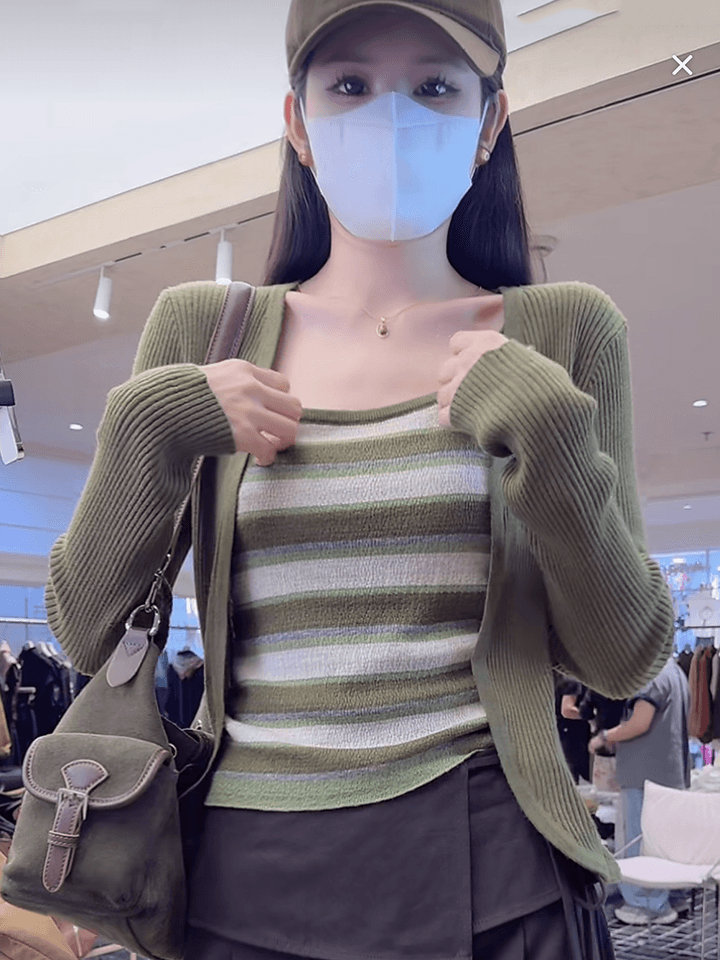 있음 도착 가을 새로운 시징 샤오펑 홈 빛 럭셔리 한 부서 느긋한 바람 다용도 니트 맨위 여성 상세 이미지 5