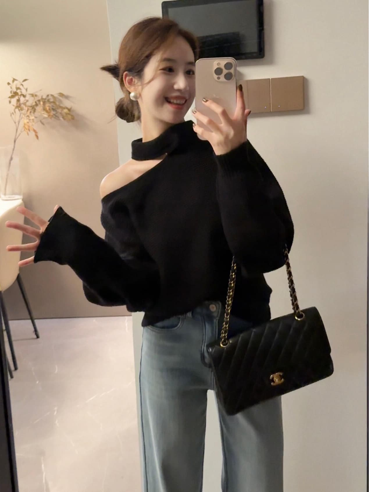 있음 도착 프랑스식 비스듬한 어깨 행침 목 니트 기본 셔츠 여성 가을 겨울 스웨터 인사이드 가져 가라. 품격 작은 맨위 여성 겨울 이미지 4