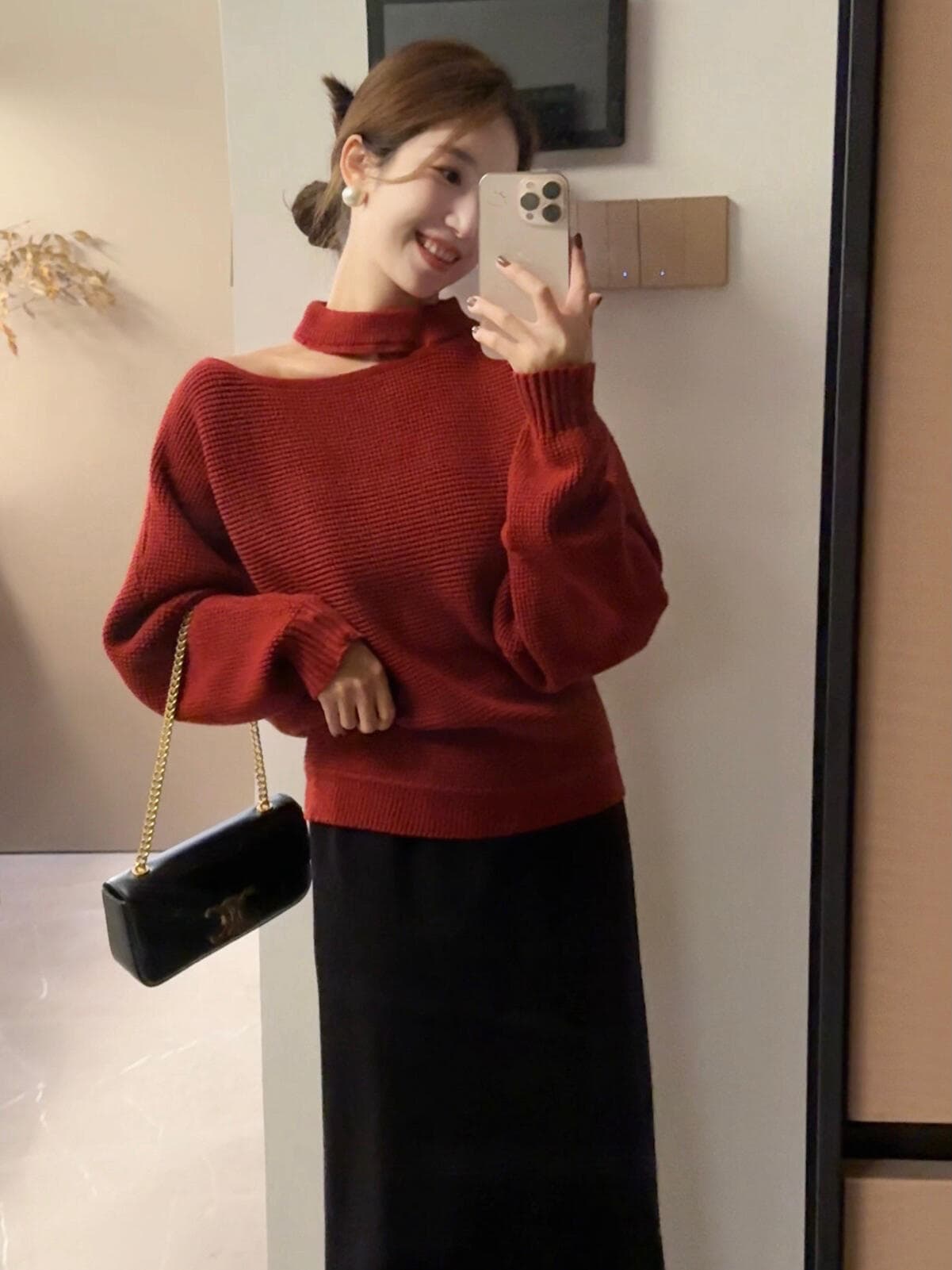 있음 도착 프랑스식 비스듬한 어깨 행침 목 니트 기본 셔츠 여성 가을 겨울 스웨터 인사이드 가져 가라. 품격 작은 맨위 여성 겨울 상세 이미지 2