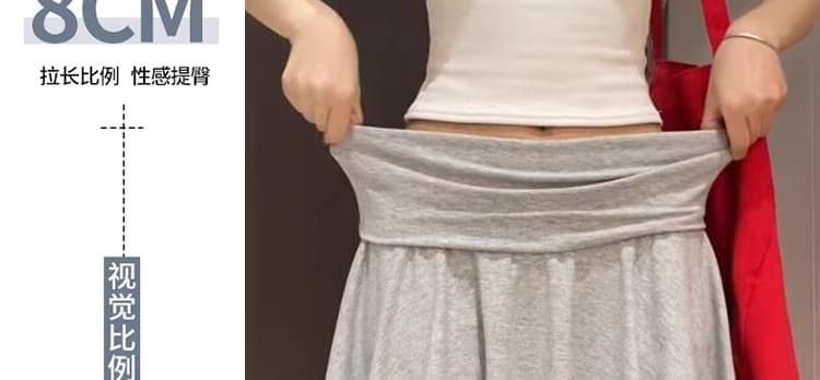 지금 임산부 아메리칸 회색 하이웨이스트 높음 폭탄 운동 미니 스커트 여름 얼음 실크 노출 방지 치마바지 상세 이미지 8