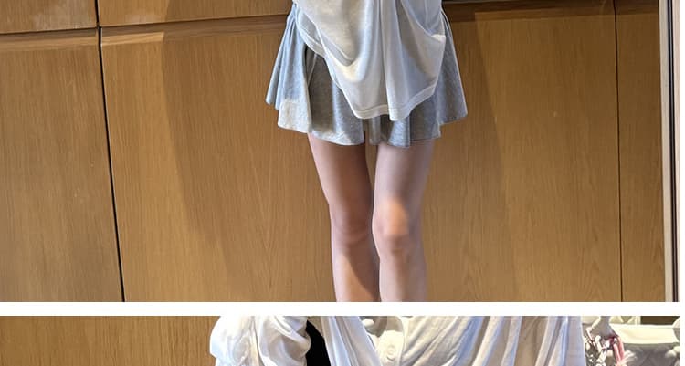 지금 임산부 아메리칸 회색 하이웨이스트 높음 폭탄 운동 미니 스커트 여름 얼음 실크 노출 방지 치마바지 상세 이미지 33
